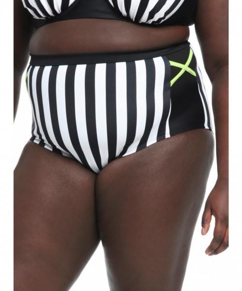 Beetlejuice Inspired High-Waisted Plus Size Swim Bottoms