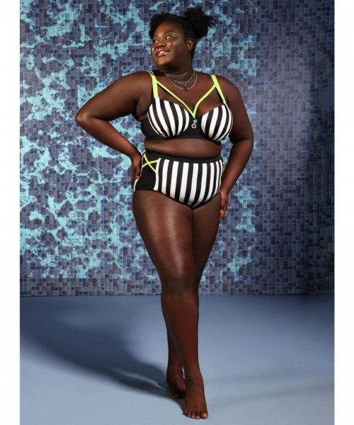 Beetlejuice Inspired High-Waisted Plus Size Swim Bottoms