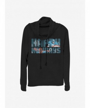 Marvel Black Cowl Neck Sweatshirt Top for Girls - Avengers Holiday Edition