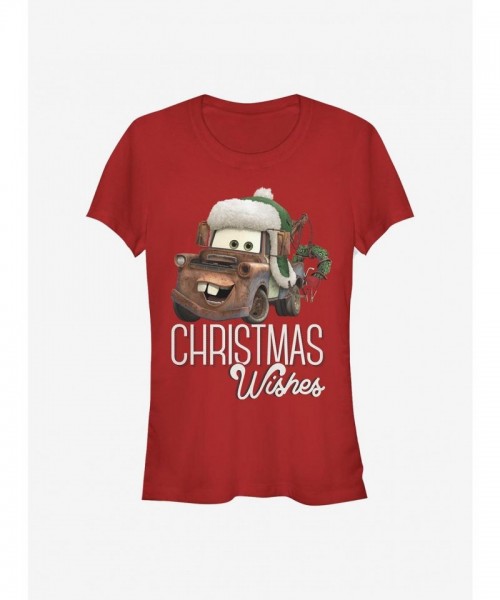 Disney Pixar Cars Christmas Wishes Girl's Lightweight Red T-Shirt