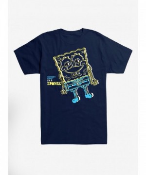SpongeBob SquarePants Cartoon Outline Men's T-Shirt - Blue