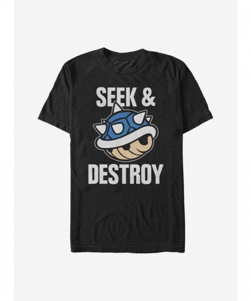 Nintendo Mario T-Shirt for Men - Black Seek and Destroy Design