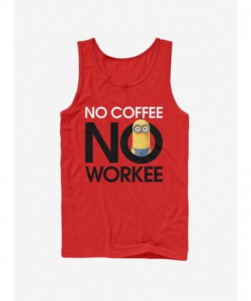 Minion No Coffee Unisex Tank Top - RED