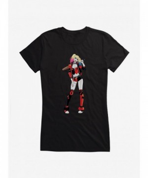 DC Comics Girls Power Stance T-Shirt with Batman and Harley Quinn Print