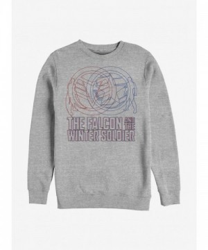 Marvel Red Blue Wireframe Falcon & Winter Soldier Grey Men's Sweatshirt
