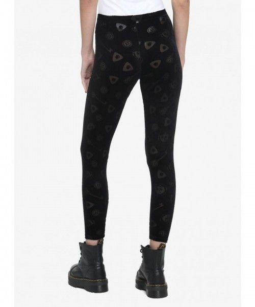 Coraline Velvet Mesh Leggings with Icons - Women's