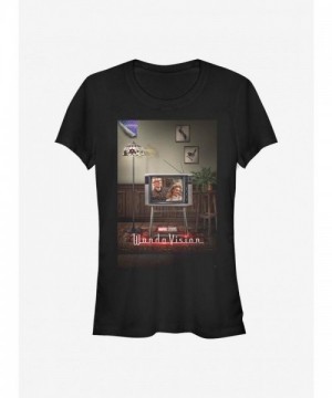 Marvel WandaVision 80's Inspired Girls T-Shirt - Junior Sizes BLACK