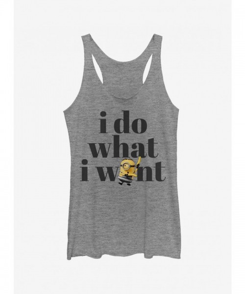 Minion Do What I Want Women's Grey Racerback Tank Top