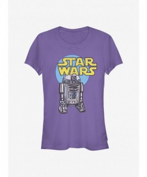 Star Wars R2 Cartoon Girls T-Shirt - Junior Size Purple Comfortable