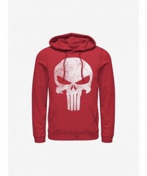 Punisher Distressed Skull Hoodie - Marvel Red Men's