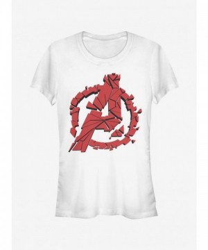 Marvel Avengers: Endgame Shattered Logo White T-Shirt - Junior Size
