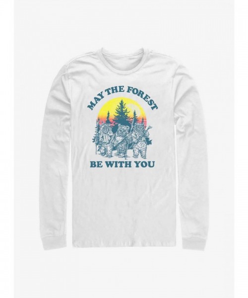 Star Wars Authentic Ewok Sunset Redux Long Sleeve T-Shirt - Men's White
