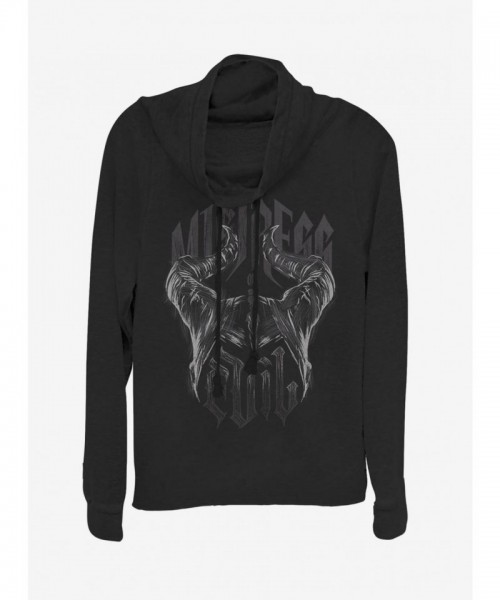 Disney Maleficent Mistress of Evil Lightweight Long-Sleeve Cowl Neck Top for Girls - Black