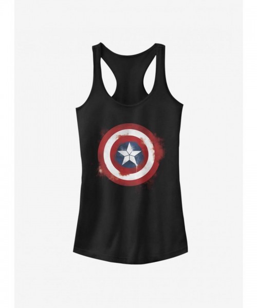 Marvel Girls' Captain America Logo Tank Top - Black