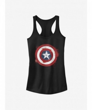 Marvel Girls' Captain America Logo Tank Top - Black