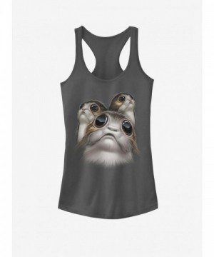 Star Wars Porgs Big Face Girls Cotton Tank Top - Junior Sizes BLACK