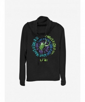 Marvel Girls Lightweight Cowl Neck Top - Loki Theme - Black