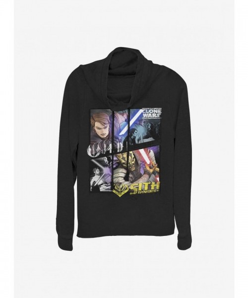 Star Wars Clone Wars Lightweight Cowlneck Top for Girls - Black