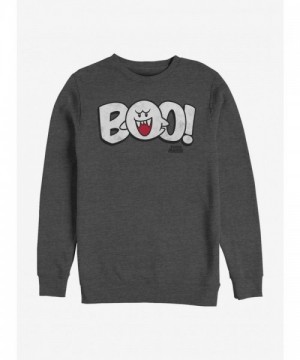 Super Mario Boo Crew Neck Sweatshirt - Grey Men's Size
