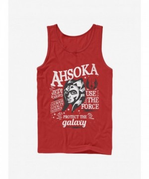 Star Wars Ahsoka Tank Top for Men - Red Cotton