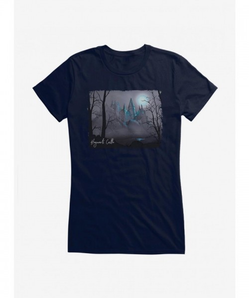 Harry Potter Castle Grey Art Junior Girls Cotton T-Shirt