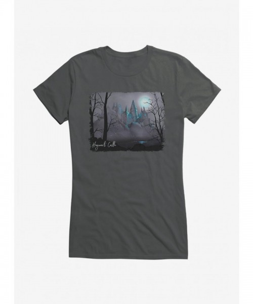 Harry Potter Castle Grey Art Junior Girls Cotton T-Shirt