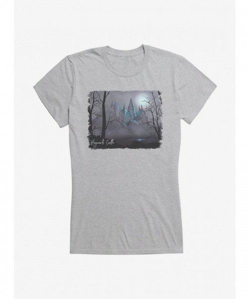 Harry Potter Castle Grey Art Junior Girls Cotton T-Shirt