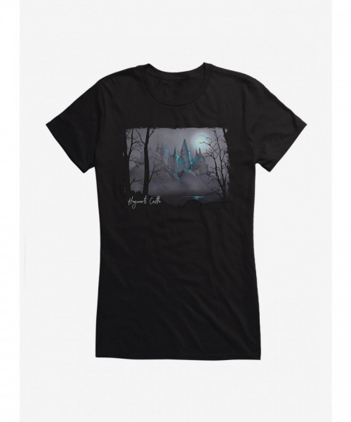 Harry Potter Castle Grey Art Junior Girls Cotton T-Shirt