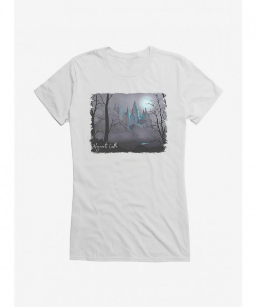 Harry Potter Castle Grey Art Junior Girls Cotton T-Shirt