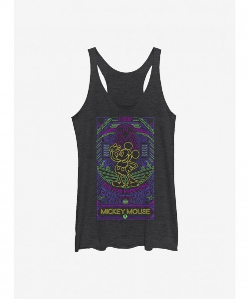 Disney Black Neon Mickey Mouse Art Girls Tank Top