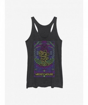 Disney Black Neon Mickey Mouse Art Girls Tank Top