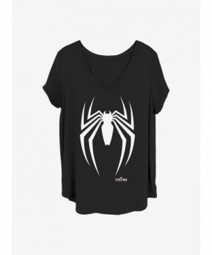Marvel Girls Plus Size Spider-Man Icon Tee - Black