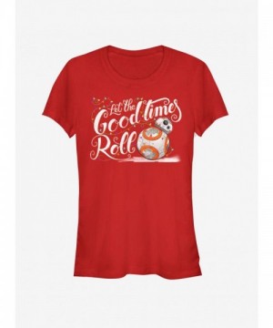 Star Wars BB-8 Fun Times Girls T-Shirt - Junior Sizes in Red