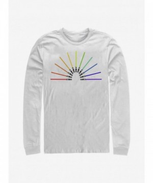 Star Wars Sabor Rainbow Men's Long Sleeve T-Shirt - White
