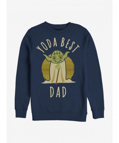 Yoda Inspired Dad's Crew Neck Sweatshirt - Blue Men's