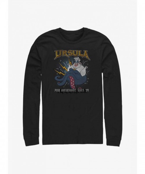 Disney Ursula T-Shirt for Men - Comfortable Long Sleeve Black Cotton