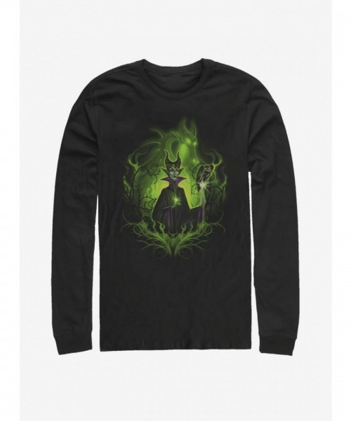 Disney Maleficent Dark Fairy Long Sleeve T-Shirt - Men's Black Cotton
