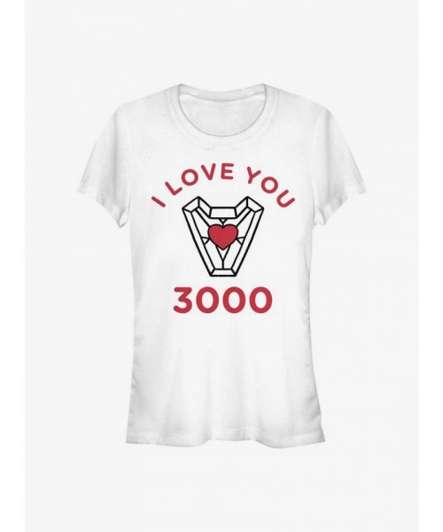 Marvel Avengers Endgame Love You 3000 Heart T-Shirt for Girls - White