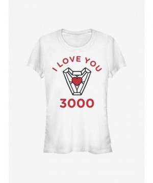 Marvel Avengers Endgame Love You 3000 Heart T-Shirt for Girls - White