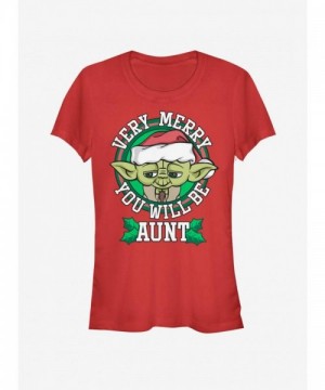 Yoda Merry Aunt T-Shirt for Girls - Red