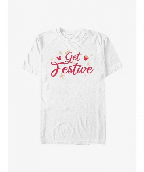 Disney Festive Mickey Mouse T-Shirt for Men - White