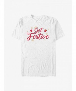 Disney Festive Mickey Mouse T-Shirt for Men - White