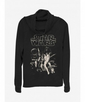 Star Wars Cowl Neck Top for Girls - Lightweight Black Sweatshirt