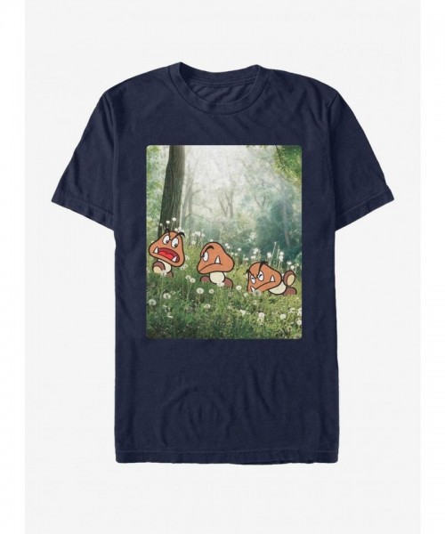 Nintendo Goomba Forest Walk Unisex T-Shirt - Navy Blue