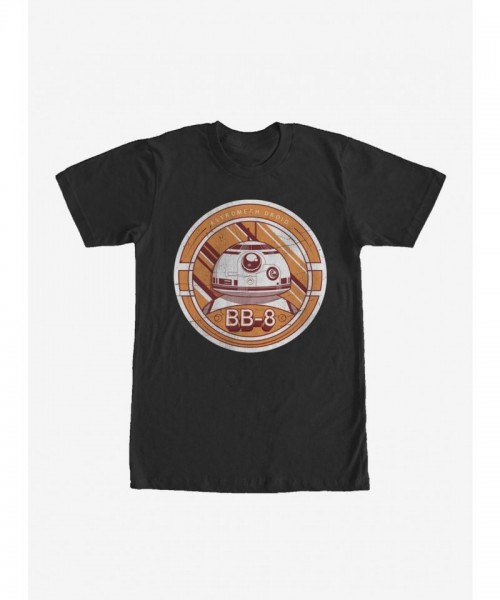 Star Wars BB-8 Astromech Droid Round Black T-Shirt for Fans