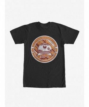 Star Wars BB-8 Astromech Droid Round Black T-Shirt for Fans