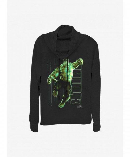 Marvel Girls Hulk Glow Cowl Neck Top - Black
