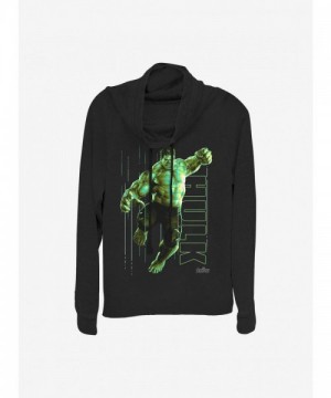 Marvel Girls Hulk Glow Cowl Neck Top - Black