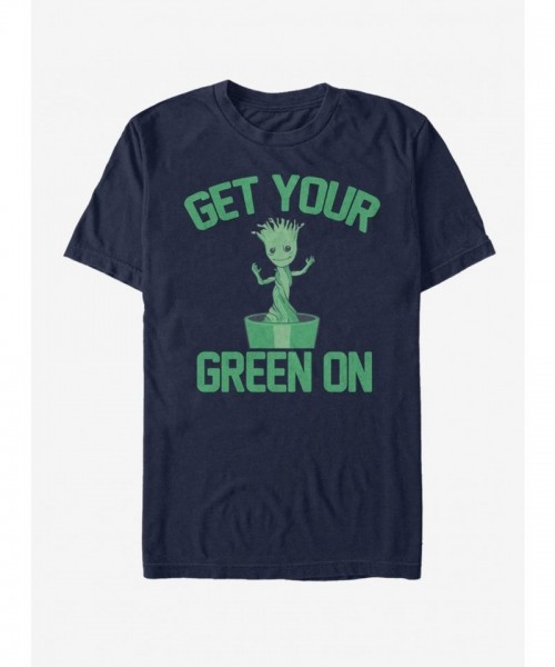 Marvel's Guardians of the Galaxy Green Groot T-Shirt - Blue Men's Size