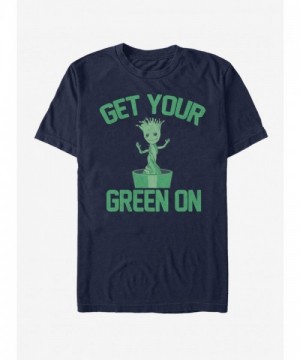 Marvel's Guardians of the Galaxy Green Groot T-Shirt - Blue Men's Size